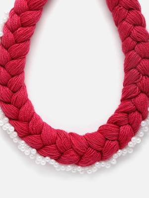 Red & white chokar necklace  pearls &  natural stones 4