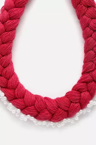 Red & white chokar necklace  pearls &  natural stones