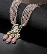 Blue & pink haar necklace  kundan &  pearls