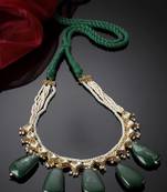 Green & gold haar necklace  kundan &  pearls