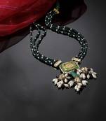 Green & purple haar necklace  kundan &  pearls