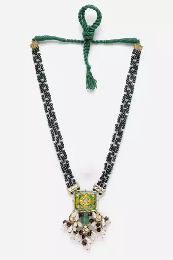 Green & purple haar necklace  kundan &  pearls