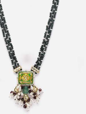 Green & purple haar necklace  kundan &  pearls 4