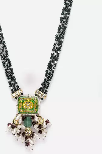 Green & purple haar necklace  kundan &  pearls