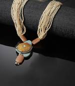 Grey & yellow haar necklace  kundan &  pearls