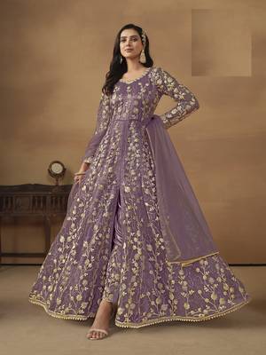 LAVANDER NET EMBROIDERED ANARKALI SALWAR KAMEEZ 1