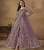 LAVANDER NET EMBROIDERED ANARKALI SALWAR KAMEEZ