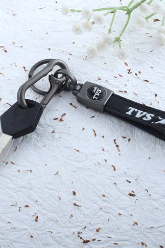 Leather tvs bike scooter fashion keychain