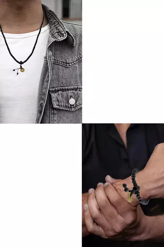 Wooden vastu fengshui lucky coin necklace bracelet combo good luck men women