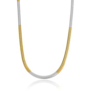 Brass dual gold colour snake design long chain necklace men women 2