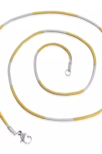 Brass dual gold colour snake design long chain necklace men women