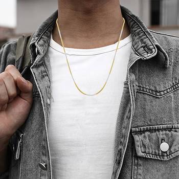 Brass dual gold colour snake design long chain necklace men women 5