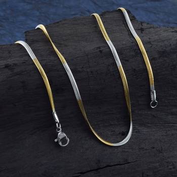 Brass dual gold colour snake design long chain necklace men women 1