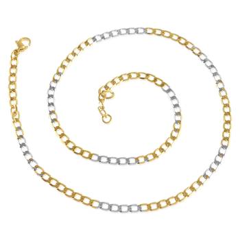 Brass dual gold colour long chain necklace men women 3