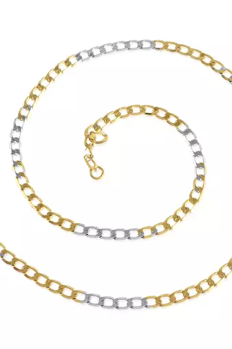 Brass dual gold colour long chain necklace men women