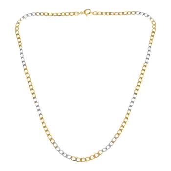 Brass dual gold colour long chain necklace men women 4