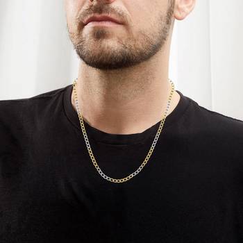 Brass dual gold colour long chain necklace men women 5