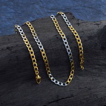 Brass dual gold colour long chain necklace men women 1
