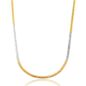 Brass dual gold colour long chain necklace men women 2