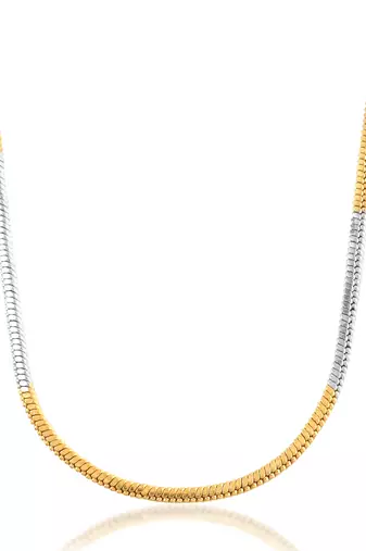 Brass dual gold colour long chain necklace men women