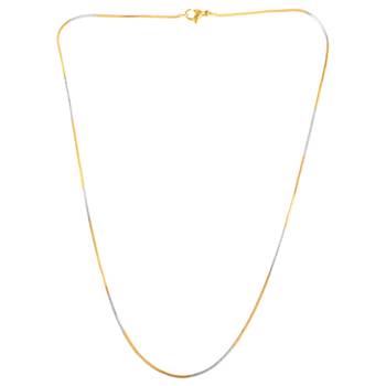 Brass dual gold colour long chain necklace men women 4