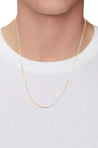 Brass dual gold colour long chain necklace men women