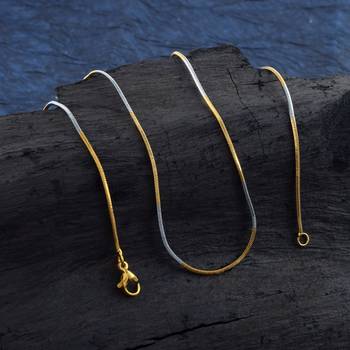 Brass dual gold colour long chain necklace men women 1