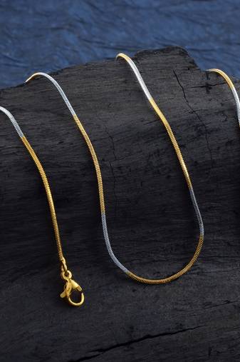 Brass dual gold colour long chain necklace men women