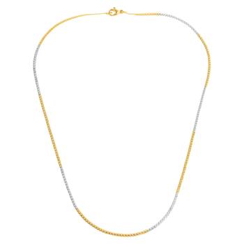Brass dual gold colour long chain necklace men women 4