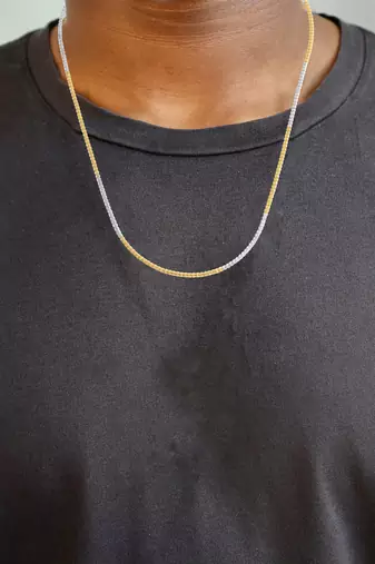 Brass dual gold colour long chain necklace men women
