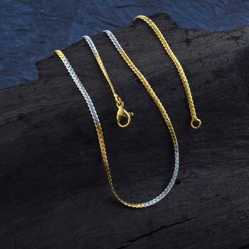Brass dual gold colour long chain necklace men women 1