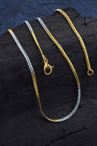 Brass dual gold colour long chain necklace men women