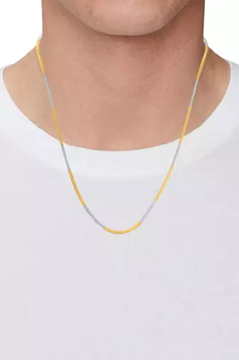 Brass dual gold colour long chain necklace men women