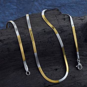 Brass dual gold colour long chain necklace men women 1