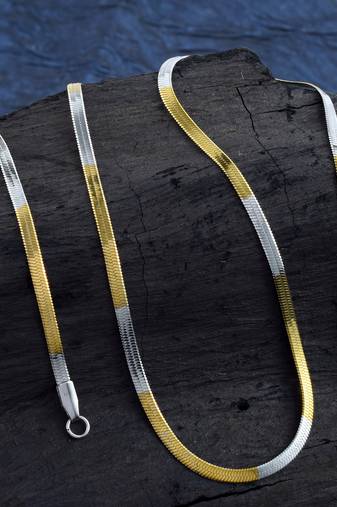 Brass dual gold colour long chain necklace men women