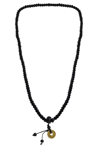 Wooden vastu fengshui lucky coin necklace for good luck