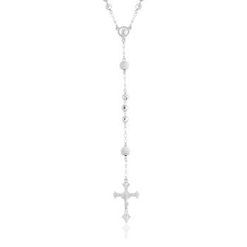 Brass silver plated carved christian rosary bead mala necklace spiritual 2