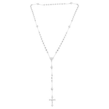 Brass silver plated carved christian rosary bead mala necklace spiritual 3