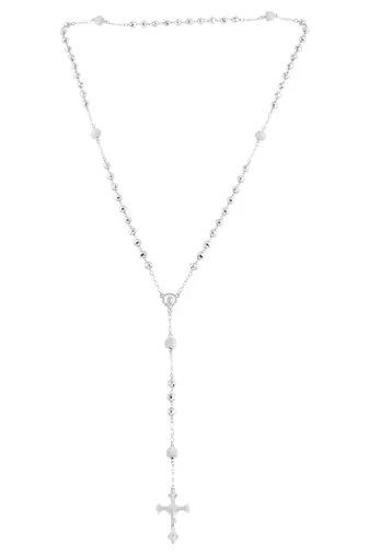 Brass silver plated carved christian rosary bead mala necklace spiritual