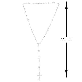 Brass silver plated carved christian rosary bead mala necklace spiritual 4