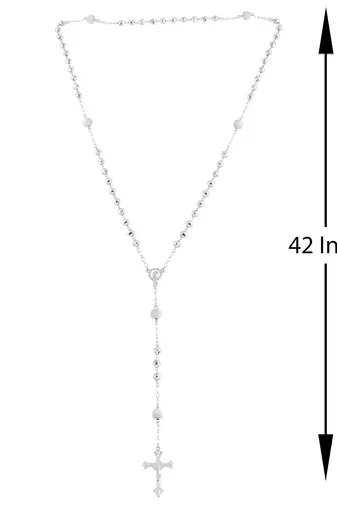 Brass silver plated carved christian rosary bead mala necklace spiritual