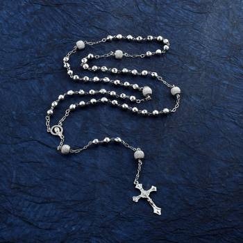 Brass silver plated carved christian rosary bead mala necklace spiritual 1