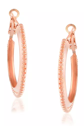 Brass rose gold bali hoop earrings women