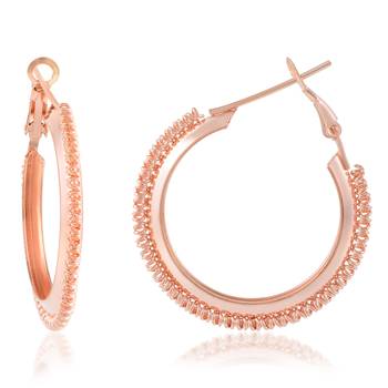 Brass rose gold bali hoop earrings women 4