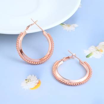 Brass rose gold bali hoop earrings women 1