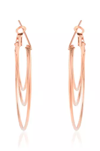 Brass rose gold bali hoop earrings women