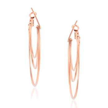 Brass rose gold bali hoop earrings women 3