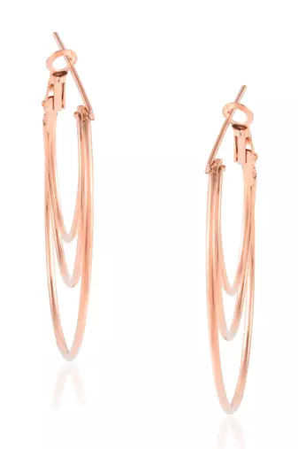 Brass rose gold bali hoop earrings women