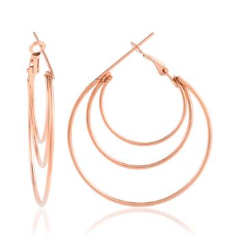 Brass rose gold bali hoop earrings women 4