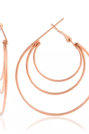 Brass rose gold bali hoop earrings women